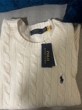 Polo by Ralph Lauren Ivory Cable-Knit Crewneck Sweater